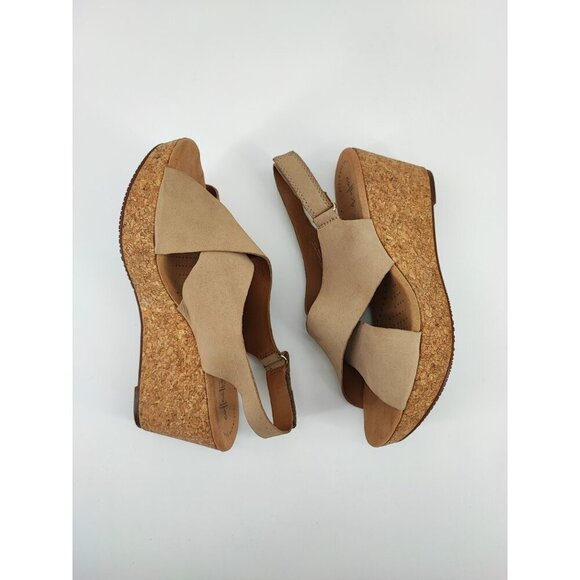 Clarks Women's Artisan Beige Slingback Cork Platform Wedge Sandals Size 8W US - Picture 5 of 8